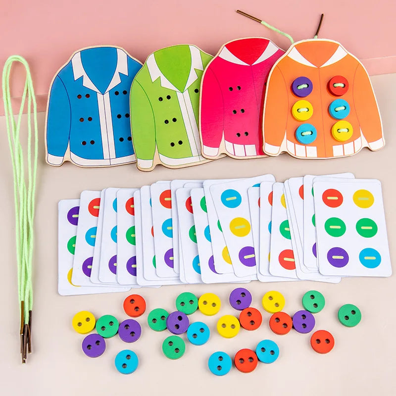Clothes & button sewing board game.