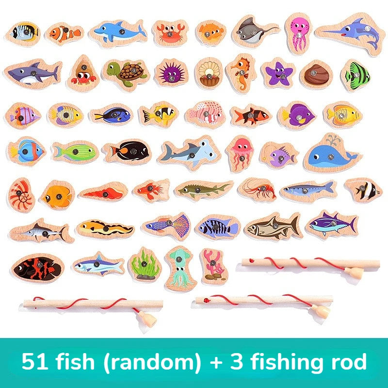 Wooden Magnetic Fishing Toys for Baby Parent-Child Interactive