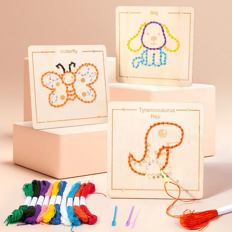 Embroidery Wooden Lacing Toy