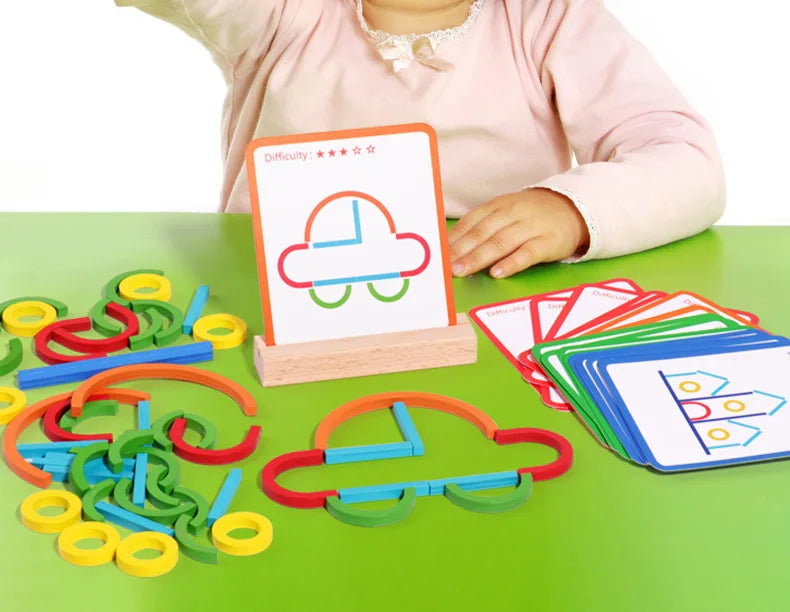 Montessori Creative Sticks and Rings Puzzle