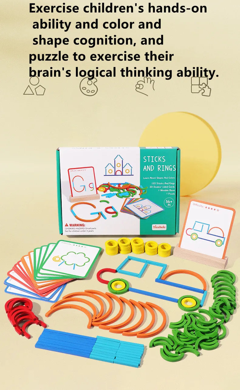 Montessori Creative Sticks and Rings Puzzle