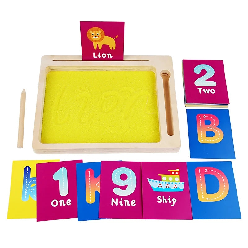 Wooden Sand Tray with Pen (Writing Letters and Number)