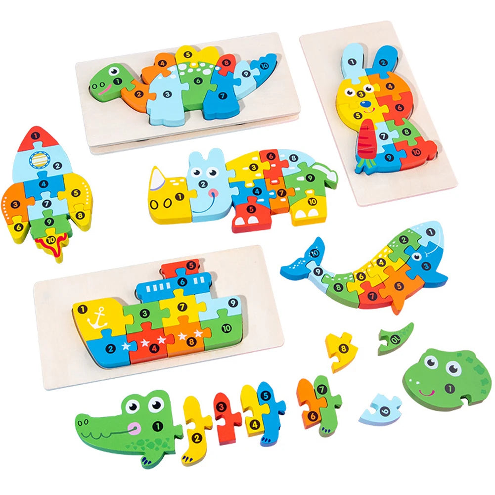 3D Wooden Animal Puzzles Childrens Toys