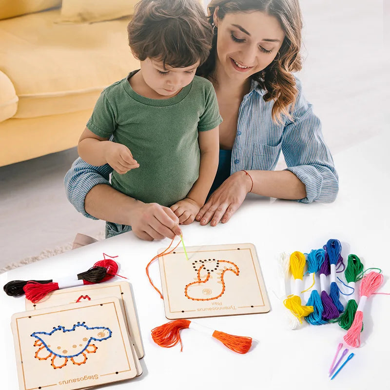 Embroidery Wooden Lacing Toy