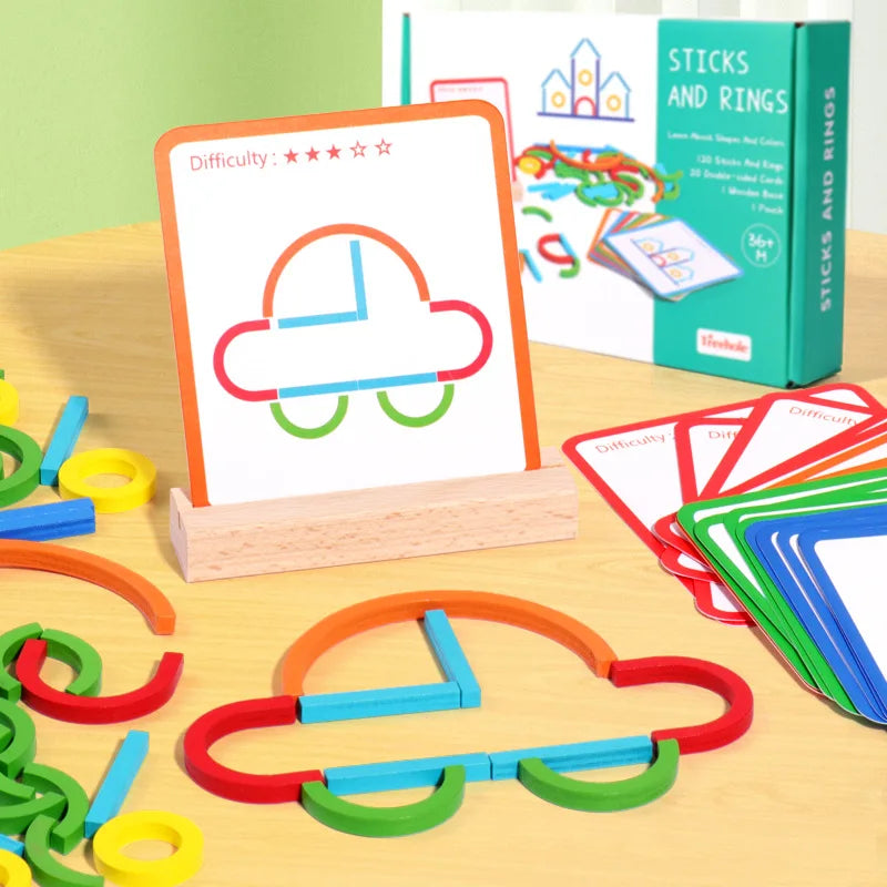 Montessori Creative Sticks and Rings Puzzle