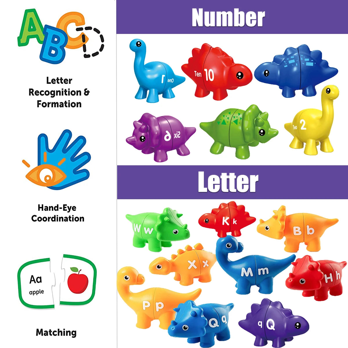 Dinosaur Matching Letters and Numbers