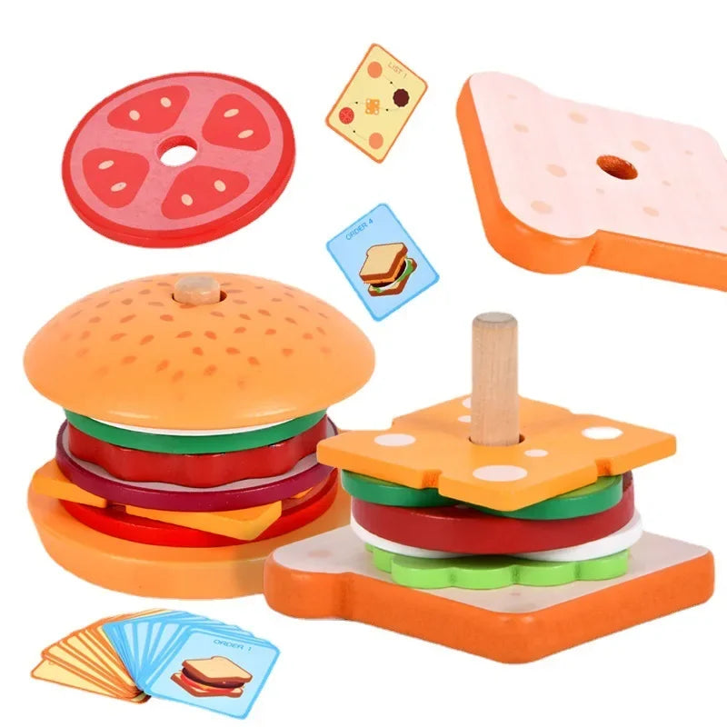 Wooden Simulation Toy (Hamburger & Sandwich)
