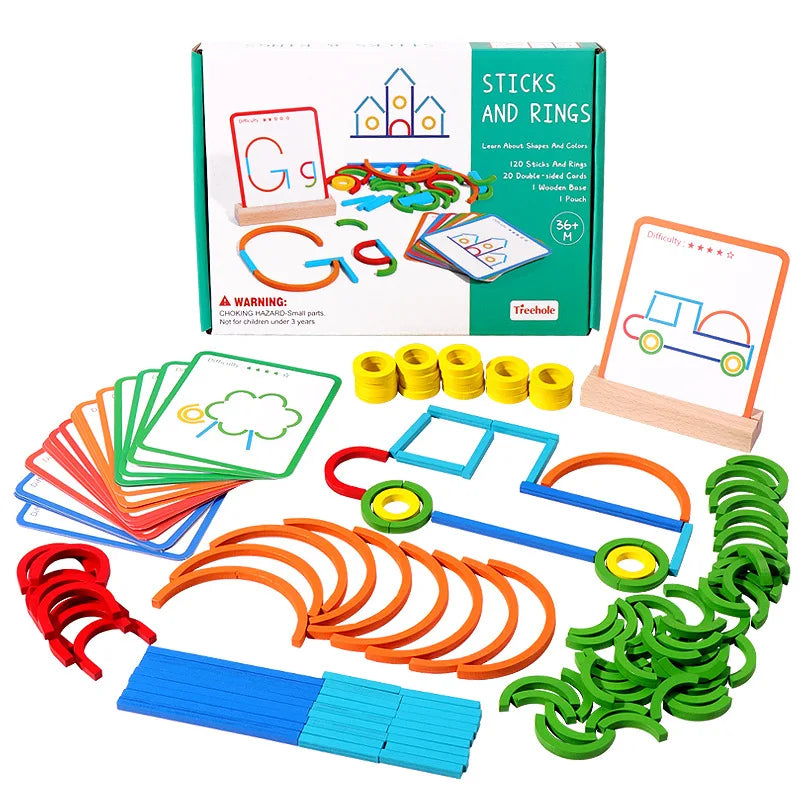 Montessori Creative Sticks and Rings Puzzle